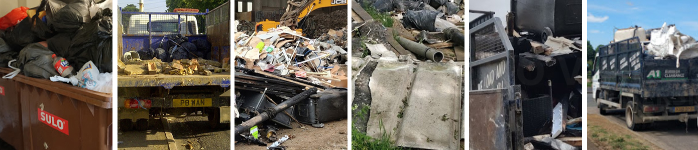Rubbish ready to be cleared with approval by Trading Standards